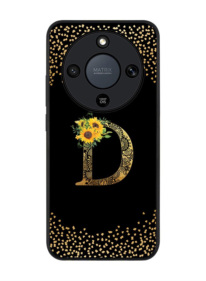 Stylizedd For Honor X9d / Magic8 Lite / X70 Case,Slim fit Camera Protection, Shockproof Thin Phone cover  - Custom Floral Monogram - D ( Black ) - Image 1